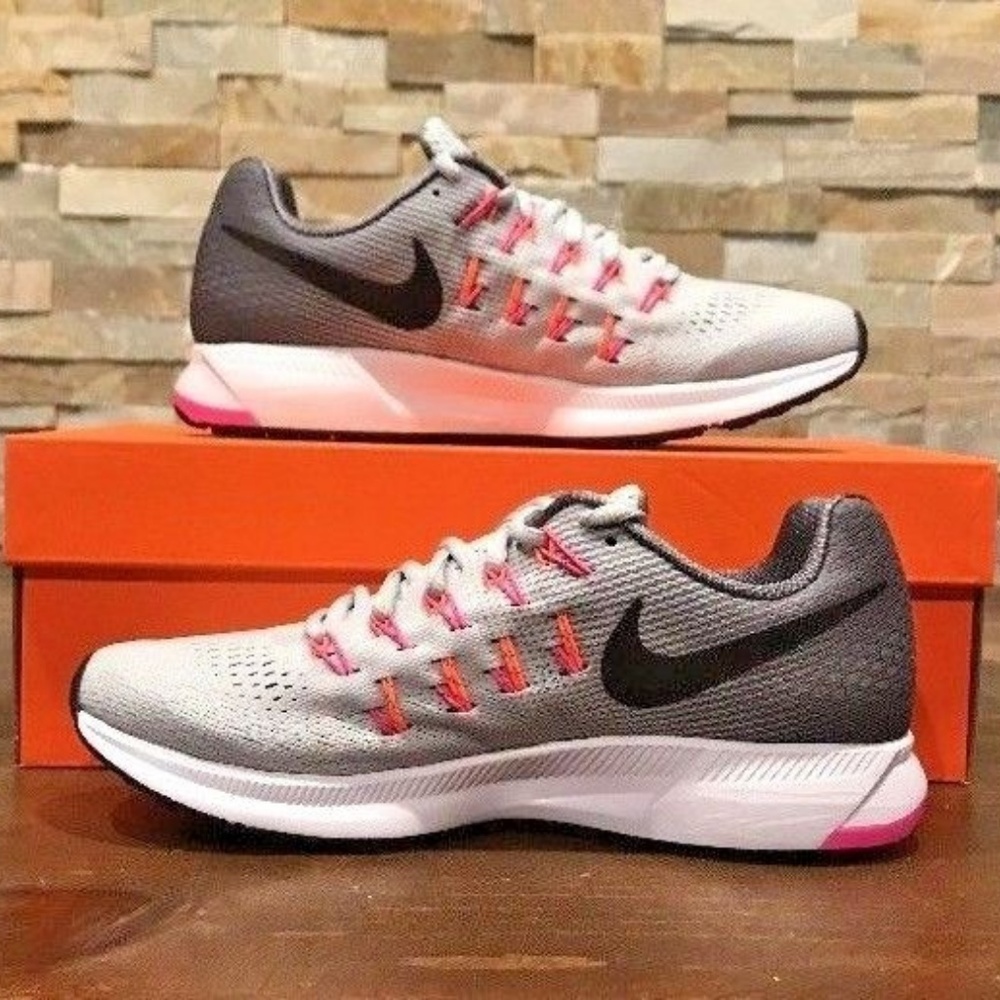 Nike Air Zoom Pegasus 33 Grey/Pink Womens Running - Picture 2 of 6